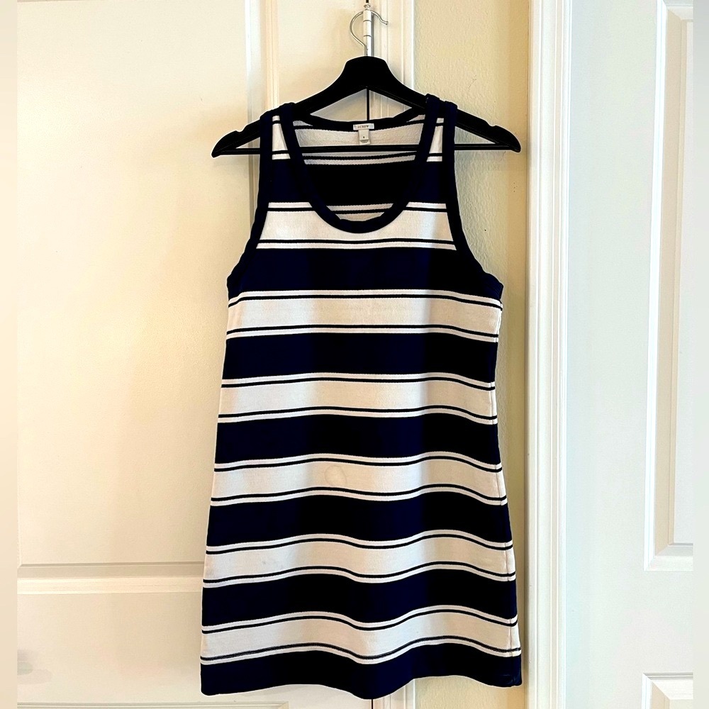 🎾 J. Crew Navy & White Tennis Stripe Racerback Mini Tank Dress , Size: S